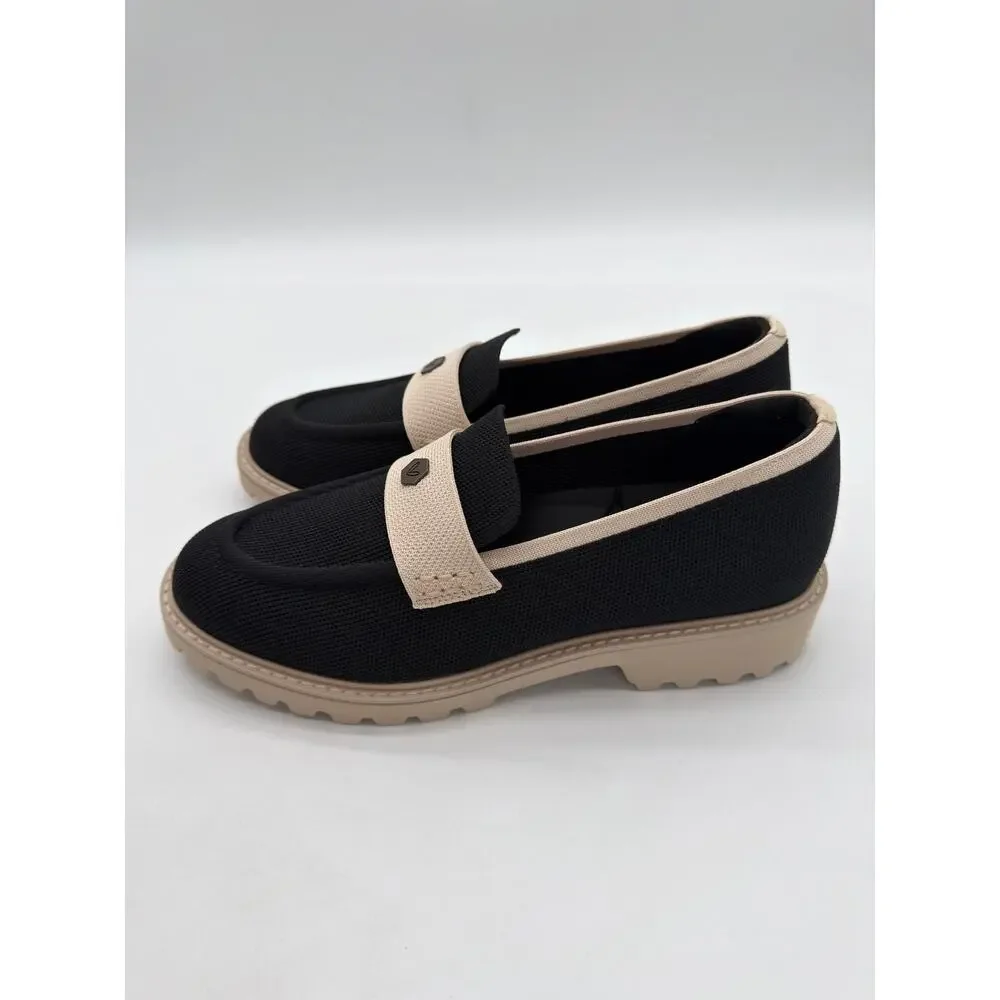 Vivaia Francesca Platform Chunky Penny Minimalist Black Cream Ivory Loafer 9